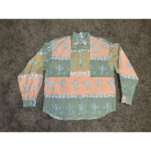 Vintage RAFTER JX Button Shirt Southwestern Aztec Print Rodeo Western Native L - Picture 2 of 10